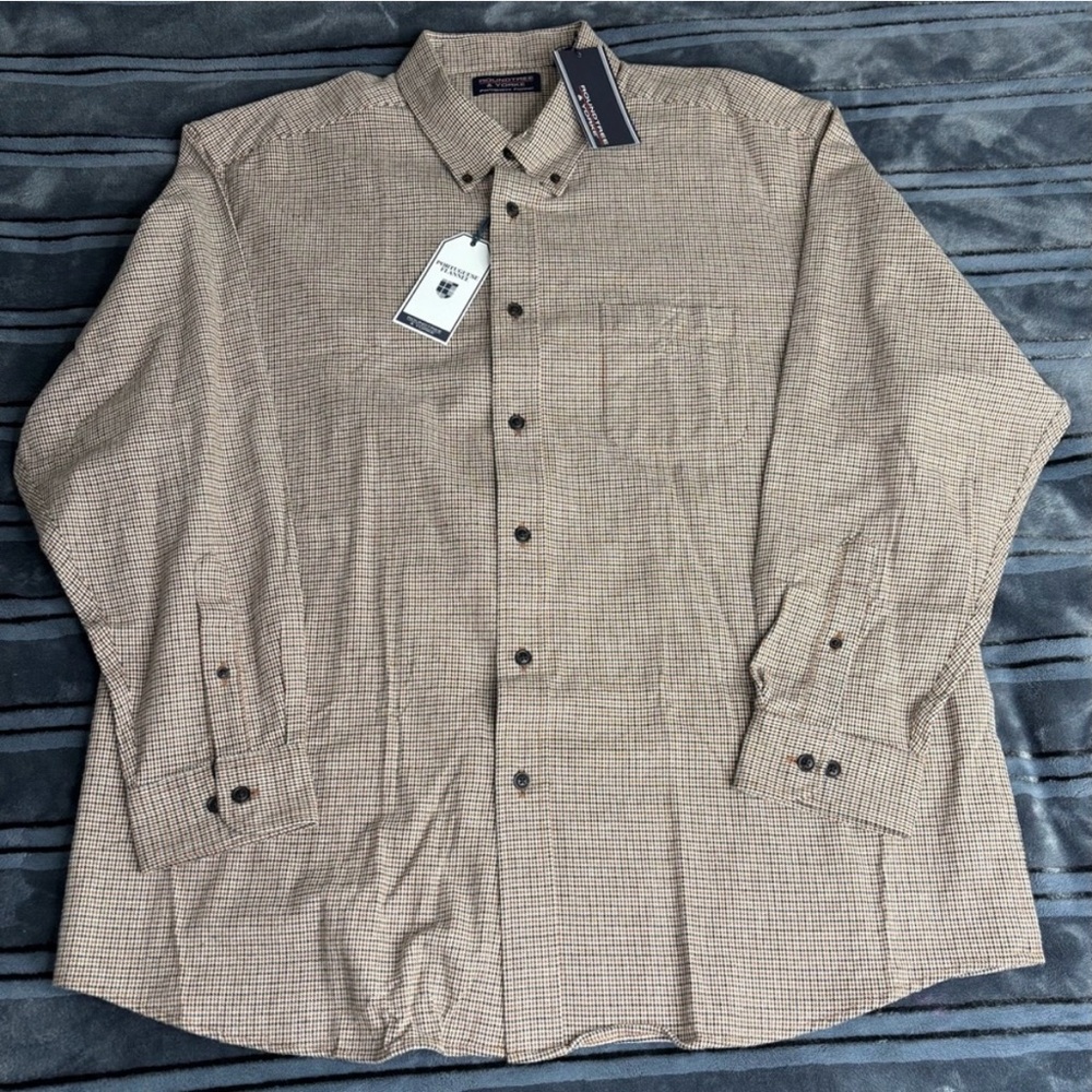 Men’s NWT Roundtree & Yorke Long Sleeve Plaid Portuguese Flannel Sport Shirt XXL